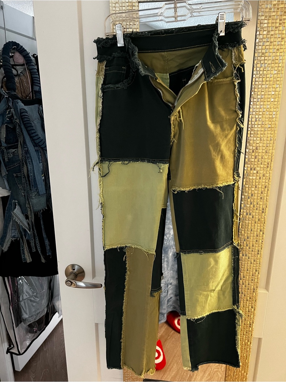 JEANS… MULTI GREEN COLORED DISTRESSED JEANS SIZE SMALL